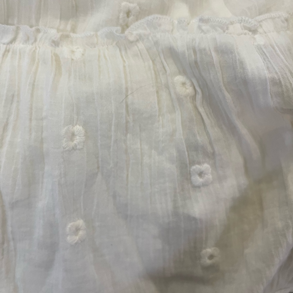 LOVE STITCH IVORY CREAM EMBROIDERED FLUTTER SLEEVE MAXI DRESS SIZE SMALL - Picture 15 of 16